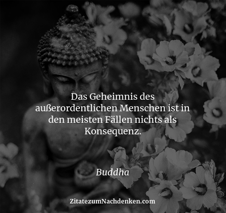 Das Geheimnis des außerordentlichen Menschen ist in den meisten Fällen nichts als Konsequenz. - Buddha