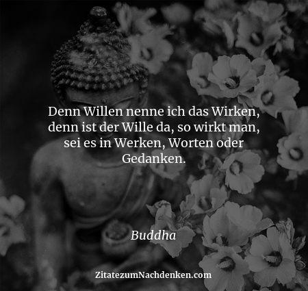 Denn Willen nenne ich das Wirken, denn ist der Wille da, so wirkt man, sei es in Werken, Worten oder Gedanken. - Buddha