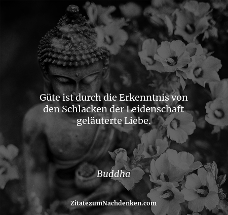 Güte ist durch die Erkenntnis von den Schlacken der Leidenschaft geläuterte Liebe. - Buddha