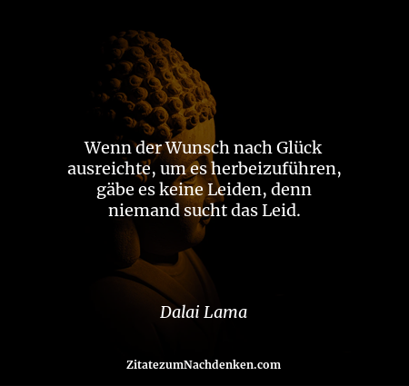 Wenn der Wunsch nach Glück ausreichte, um es herbeizuführen, gäbe es keine Leiden, denn niemand sucht das Leid. - Dalai Lama